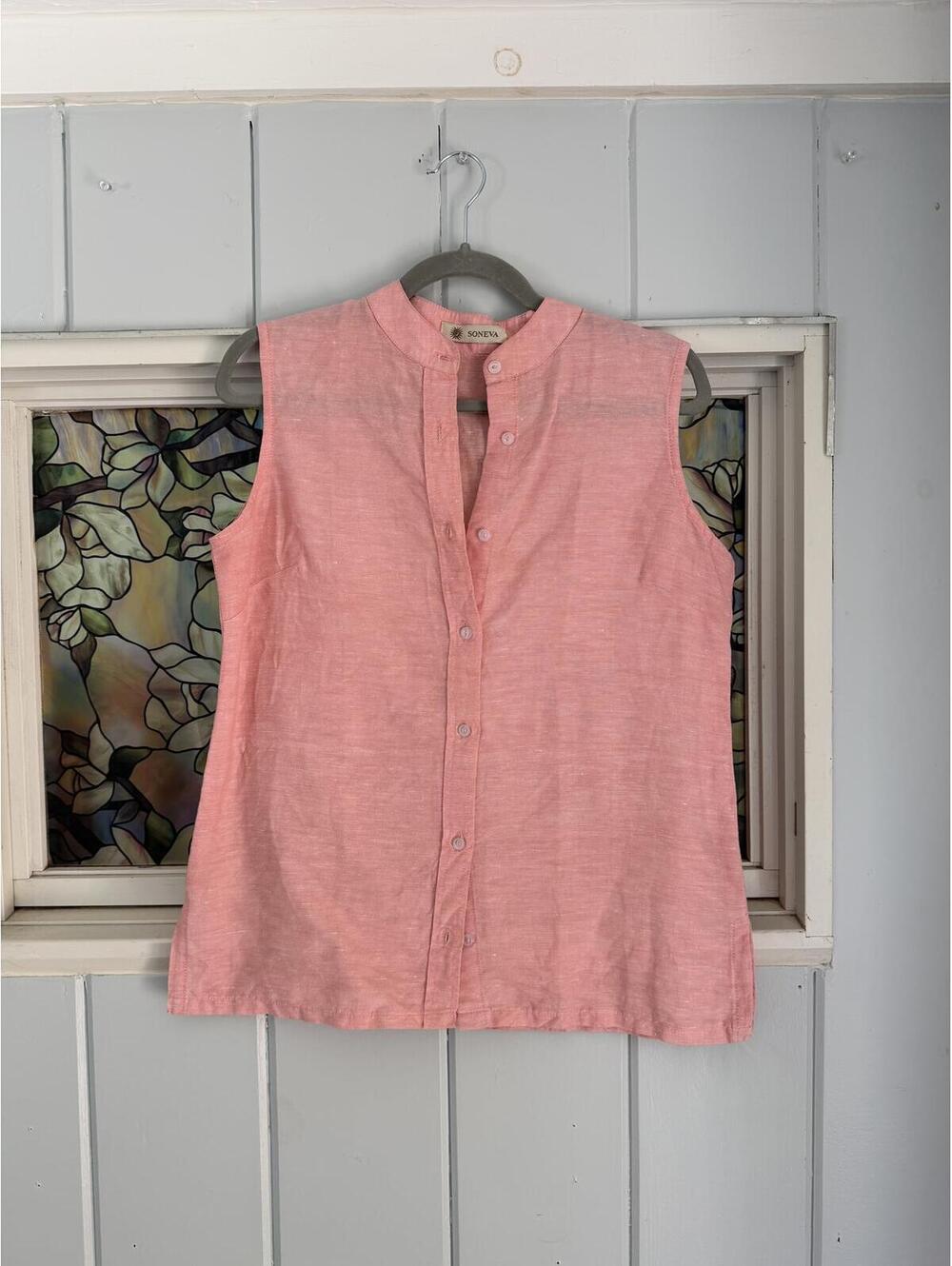 Soneva Sleeveless linen pink peach Button-Up
